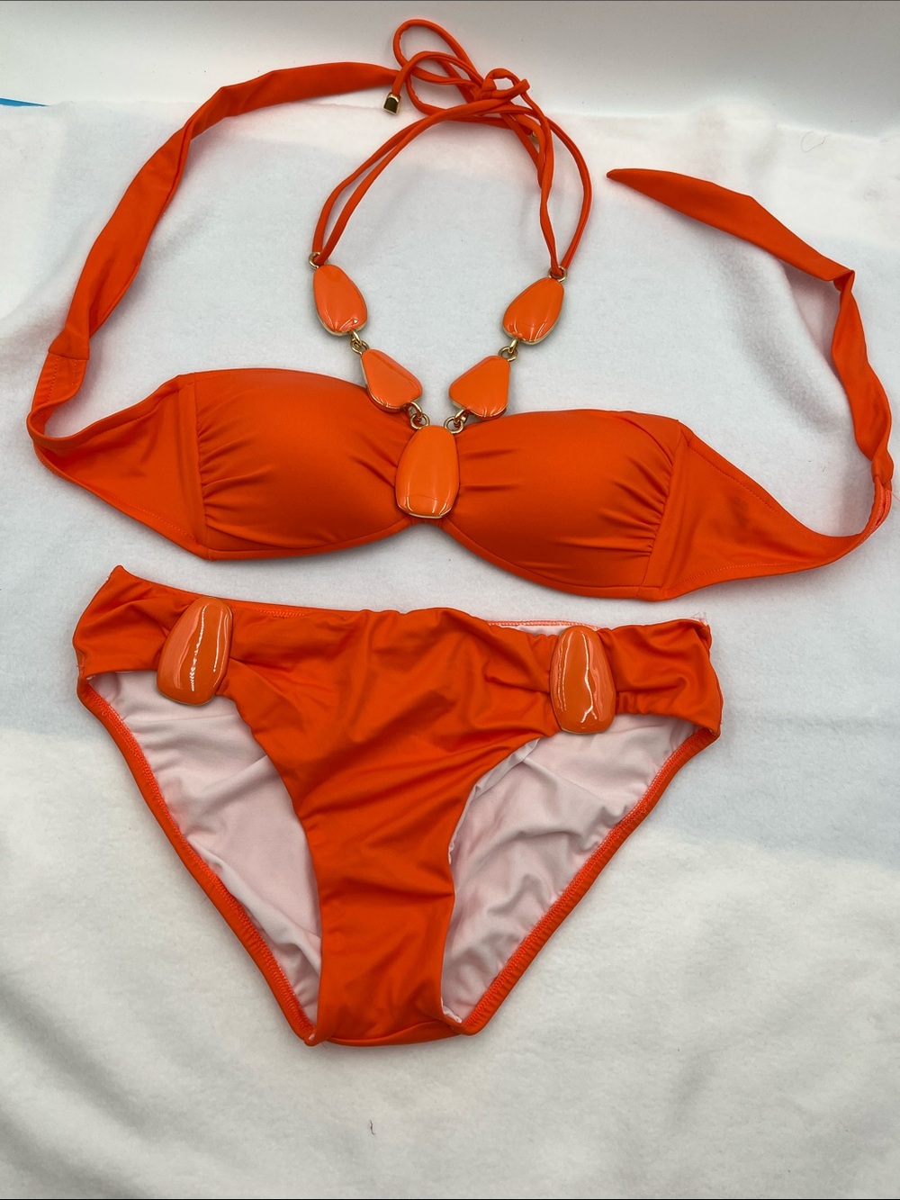 VENUS Orange Bandeau Bikini with Decorative Accents